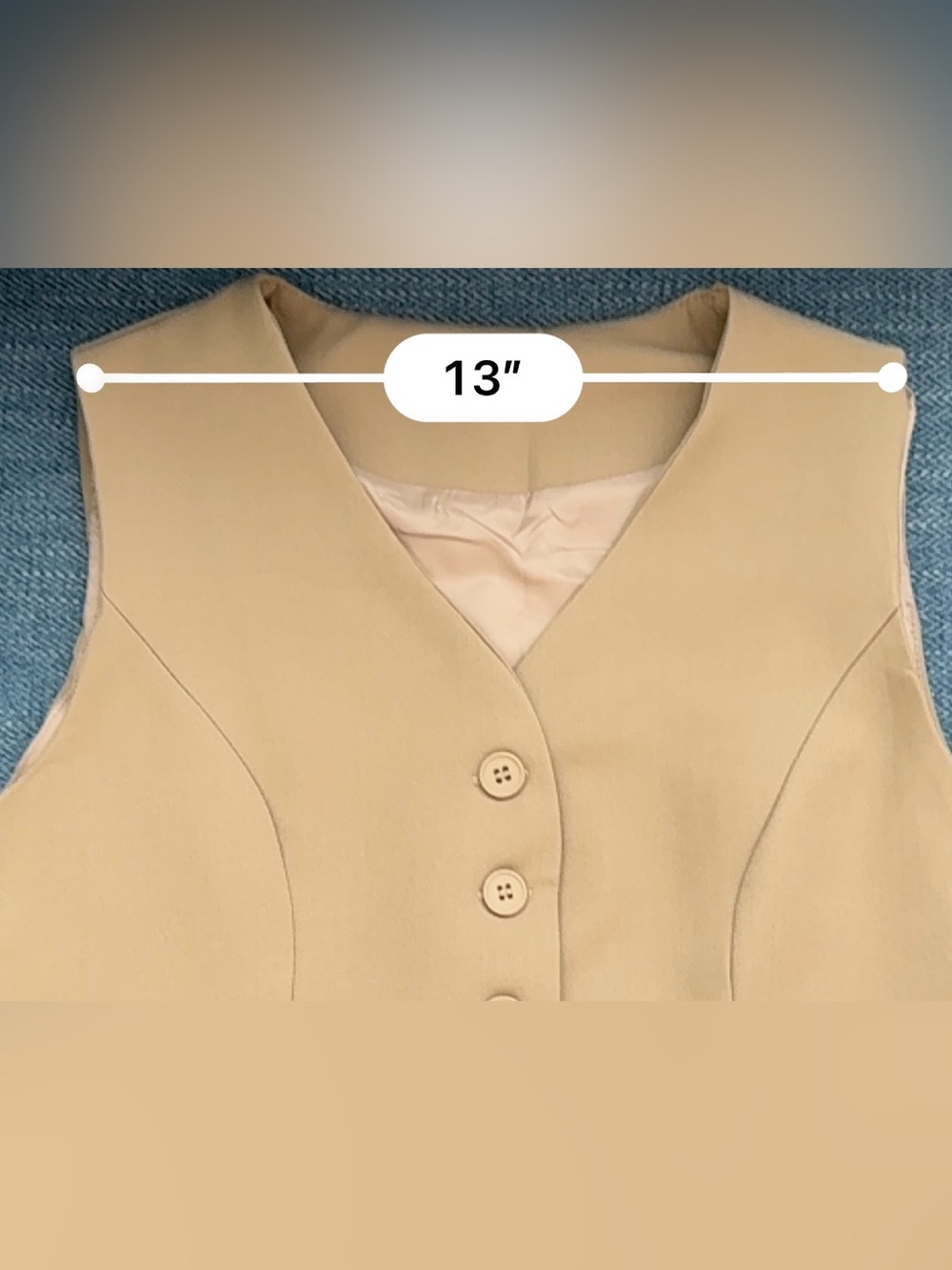 Classic Tan Tiered 2-pc Dress with Buttoned Vest - Picture 10 of 14